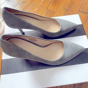 Nine West gray suede pumps.